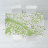 Polynesian Tiare Flower Sage Green Pastel Tablecloth