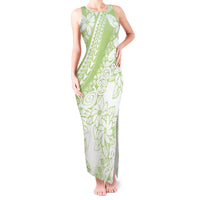 Polynesian Tiare Flower Sage Green Pastel Tank Maxi Dress LT14 Women Sage Green - Polynesian Pride