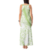 Polynesian Tiare Flower Sage Green Pastel Tank Maxi Dress LT14 - Polynesian Pride