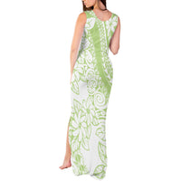 Polynesian Tiare Flower Sage Green Pastel Tank Maxi Dress LT14 - Polynesian Pride