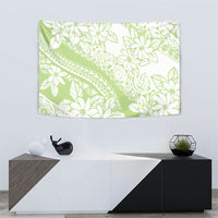 Polynesian Tiare Flower Sage Green Pastel Tapestry