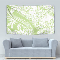 Polynesian Tiare Flower Sage Green Pastel Tapestry