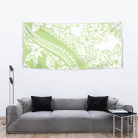 Polynesian Tiare Flower Sage Green Pastel Tapestry