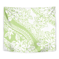 Polynesian Tiare Flower Sage Green Pastel Tapestry