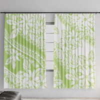 Polynesian Tiare Flower Sage Green Pastel Window Curtain