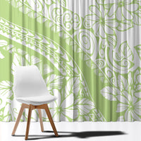 Polynesian Tiare Flower Sage Green Pastel Window Curtain