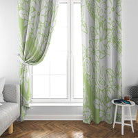 Polynesian Tiare Flower Sage Green Pastel Window Curtain