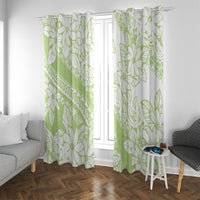 Polynesian Tiare Flower Sage Green Pastel Window Curtain
