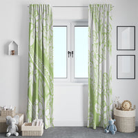 Polynesian Tiare Flower Sage Green Pastel Window Curtain