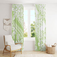 Polynesian Tiare Flower Sage Green Pastel Window Curtain
