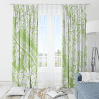 Polynesian Tiare Flower Sage Green Pastel Window Curtain