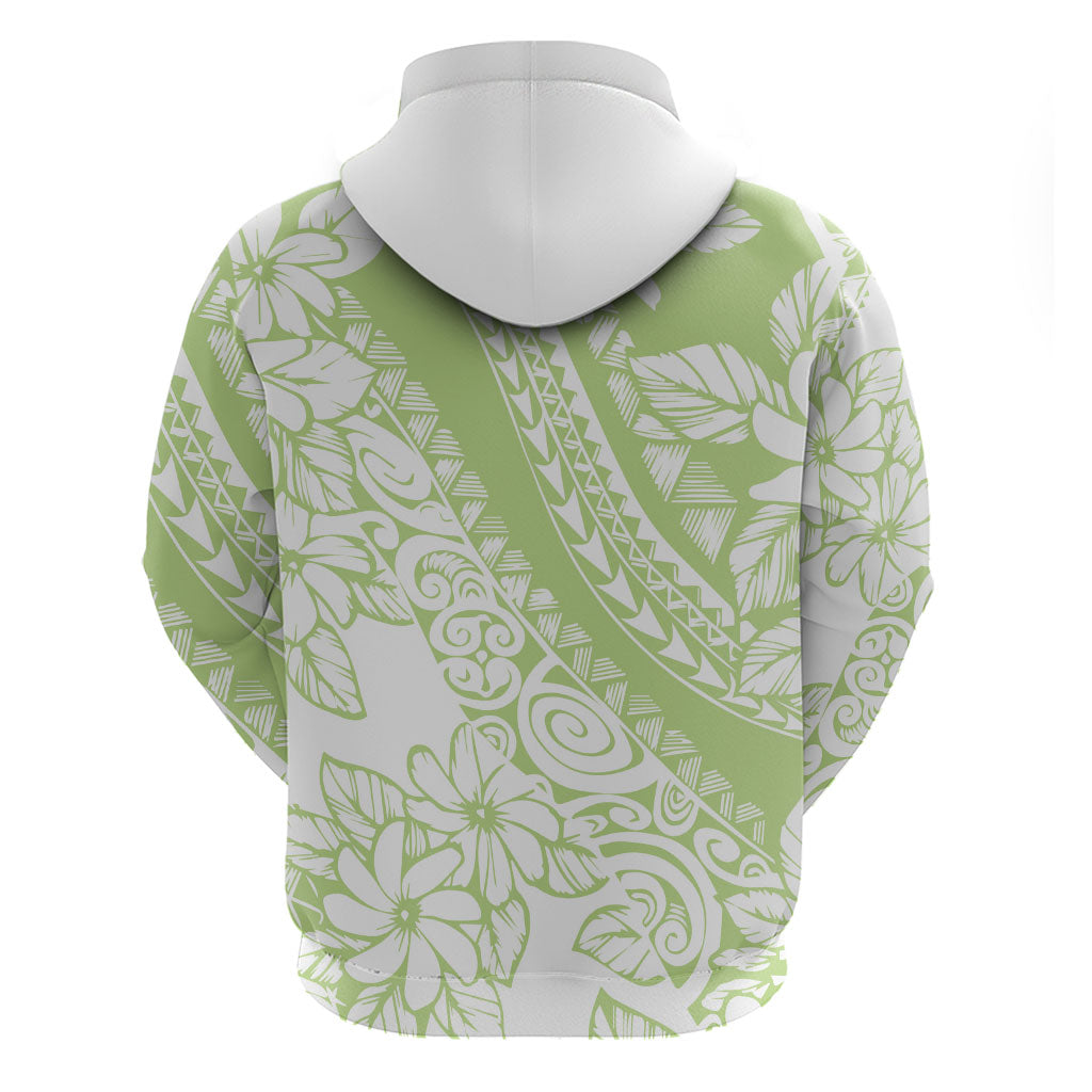 Polynesian Tiare Flower Sage Green Pastel Zip Hoodie LT14 - Polynesian Pride
