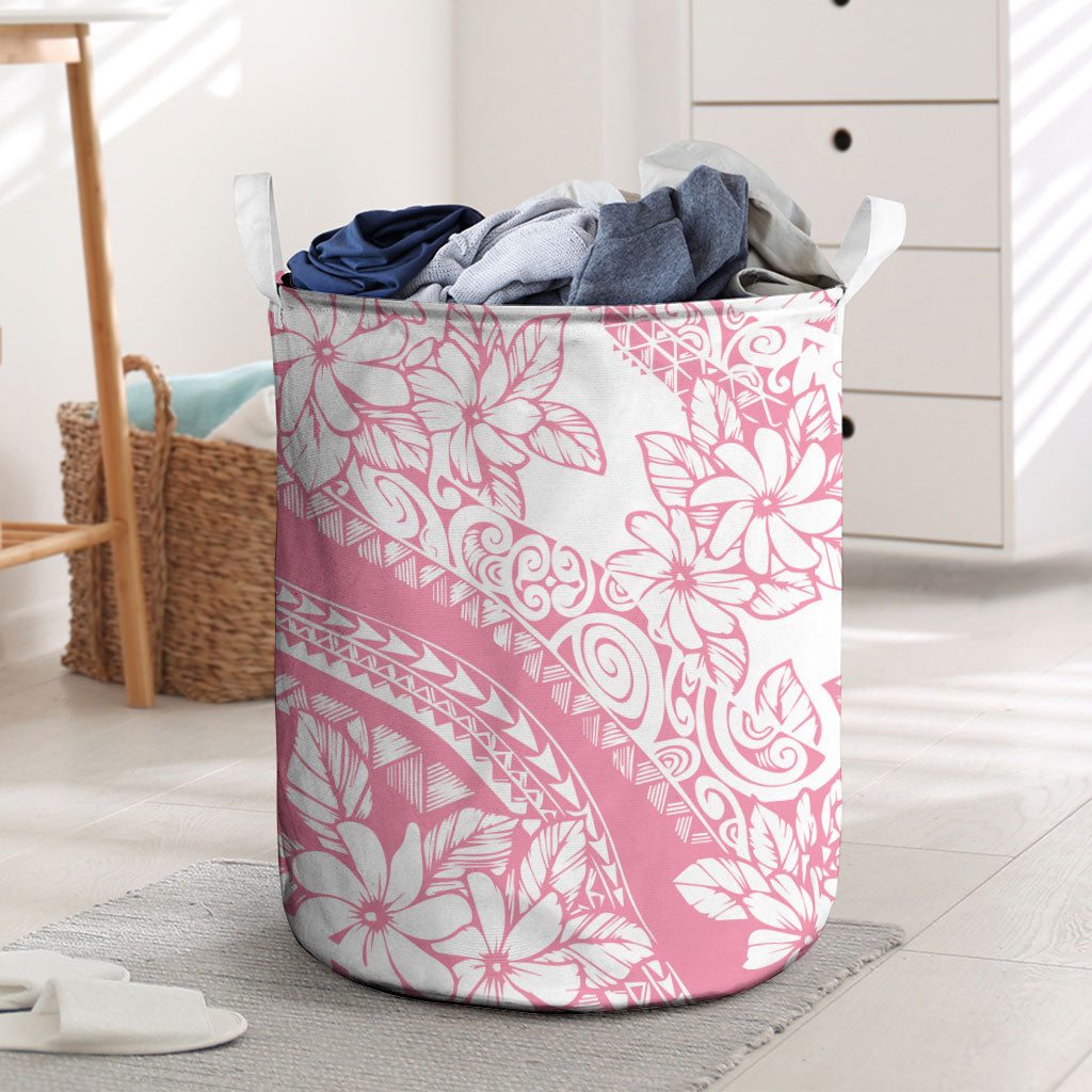 Polynesian Tiare Flower Pink Pastel Vibes Laundry Basket
