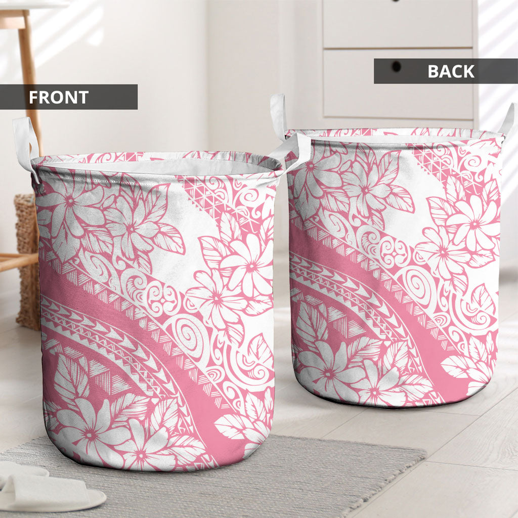 Polynesian Tiare Flower Pink Pastel Vibes Laundry Basket