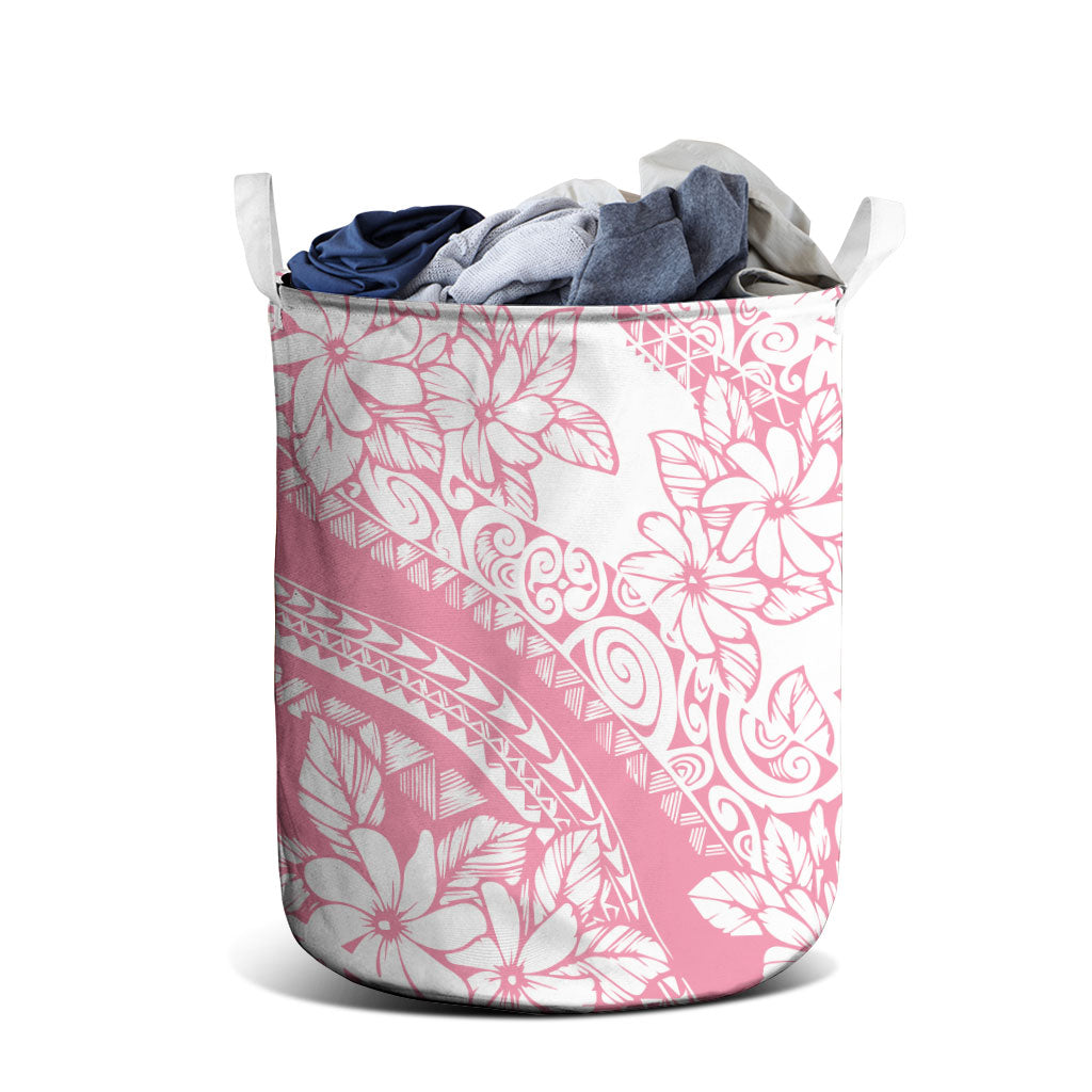 Polynesian Tiare Flower Pink Pastel Vibes Laundry Basket