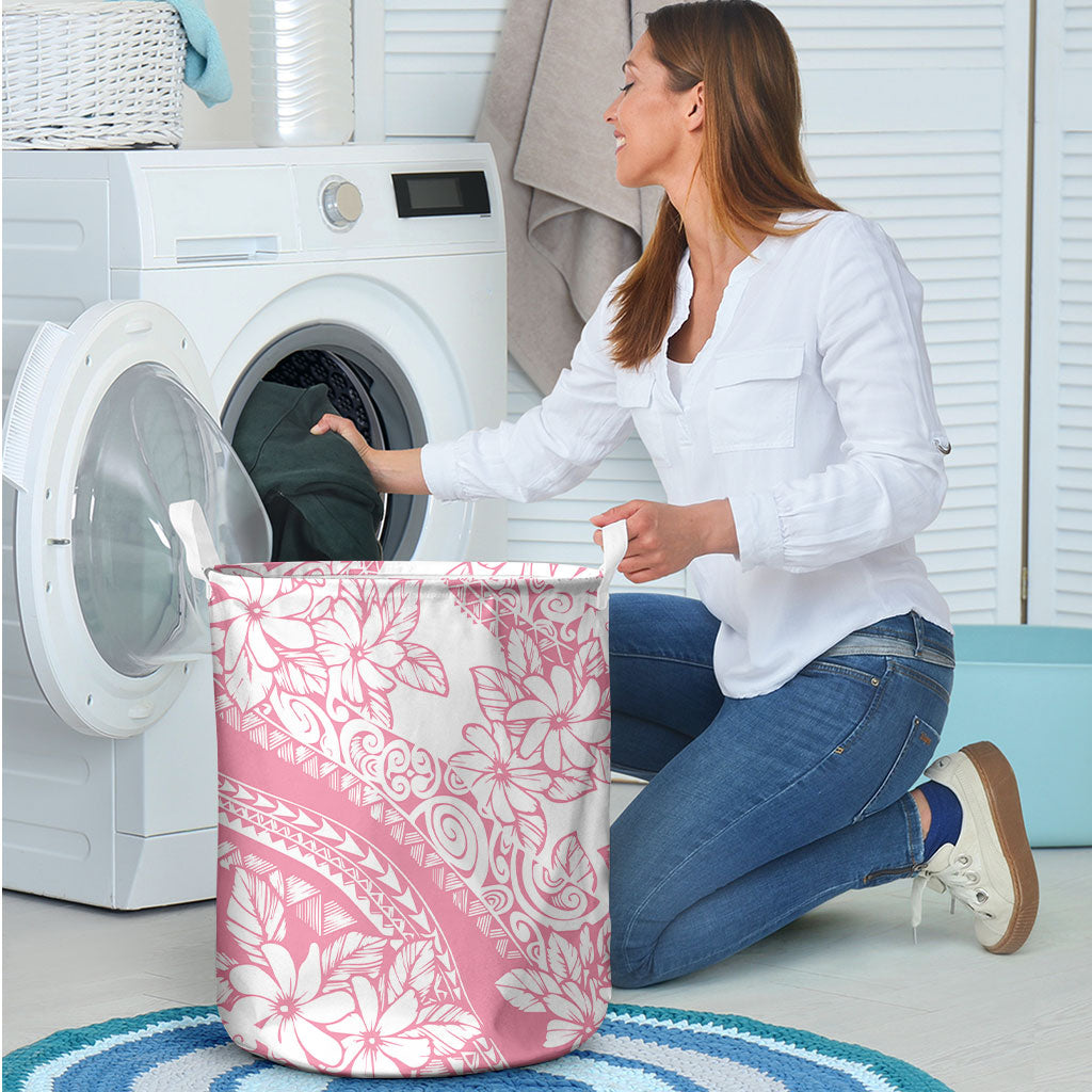 Polynesian Tiare Flower Pink Pastel Vibes Laundry Basket