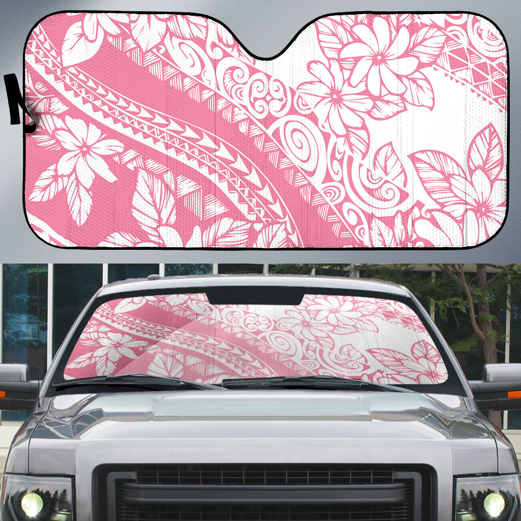 Polynesian Tiare Flower Pink Pastel Vibes Auto Sun Shade LT14 Pink - Polynesian Pride