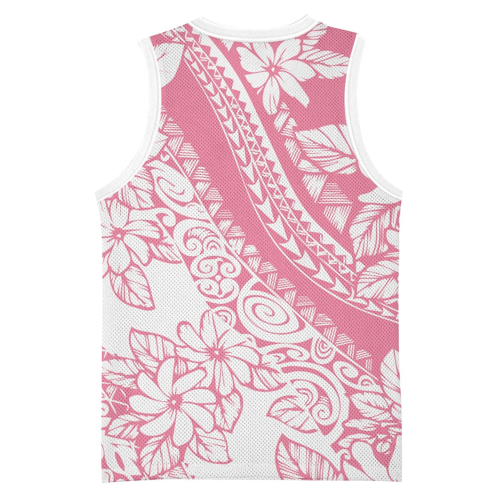 Polynesian Tiare Flower Pink Pastel Vibes Basketball Jersey