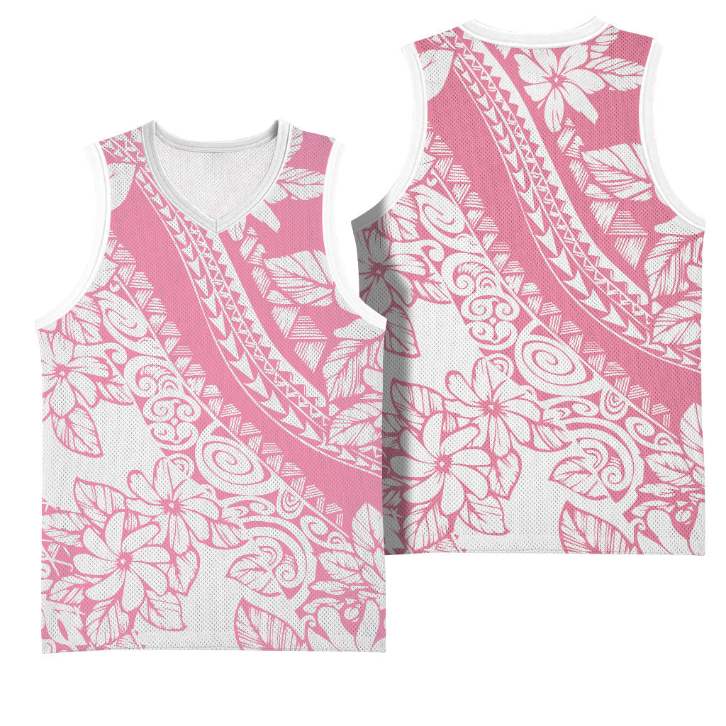 Polynesian Tiare Flower Pink Pastel Vibes Basketball Jersey