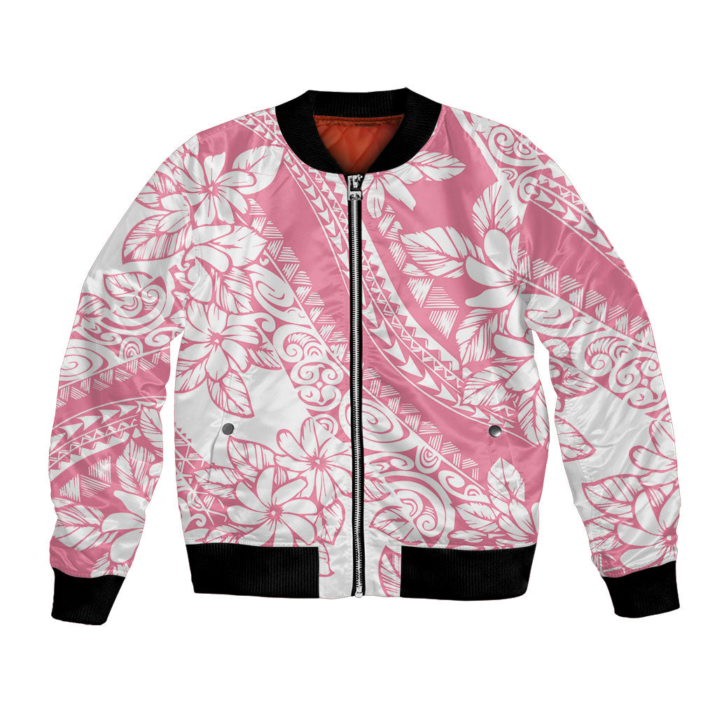 Polynesian Tiare Flower Pink Pastel Vibes Bomber Jacket