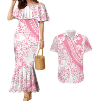 Polynesian Tiare Flower Pink Pastel Vibes Couples Matching Mermaid Dress and Hawaiian Shirt LT14 Pink - Polynesian Pride