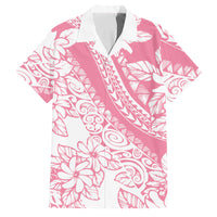 Polynesian Tiare Flower Pink Pastel Vibes Family Matching Mermaid Dress and Hawaiian Shirt LT14 Dad's Shirt - Short Sleeve Pink - Polynesian Pride