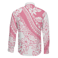 Polynesian Tiare Flower Pink Pastel Vibes Family Matching Off The Shoulder Long Sleeve Dress and Hawaiian Shirt LT14 - Polynesian Pride