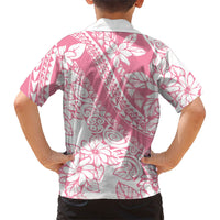 Polynesian Tiare Flower Pink Pastel Vibes Family Matching Off Shoulder Maxi Dress and Hawaiian Shirt