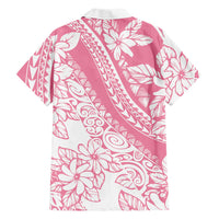 Polynesian Tiare Flower Pink Pastel Vibes Family Matching Off Shoulder Short Dress and Hawaiian Shirt