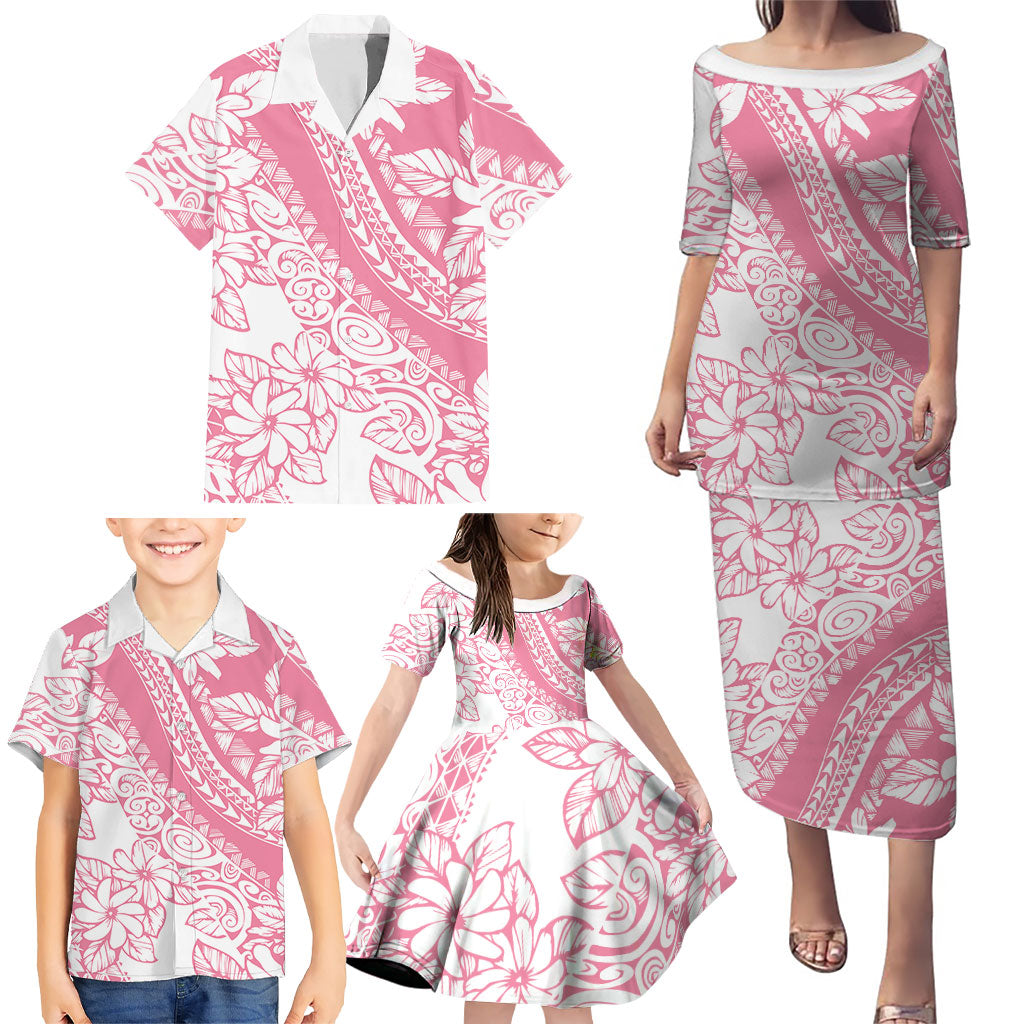 Polynesian Tiare Flower Pink Pastel Vibes Family Matching Puletasi and Hawaiian Shirt LT14 - Polynesian Pride