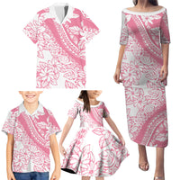 Polynesian Tiare Flower Pink Pastel Vibes Family Matching Puletasi and Hawaiian Shirt LT14 - Polynesian Pride