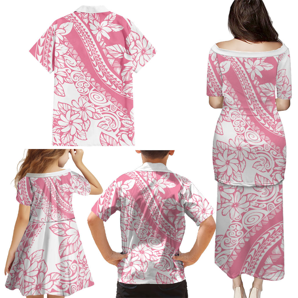 Polynesian Tiare Flower Pink Pastel Vibes Family Matching Puletasi and Hawaiian Shirt LT14 - Polynesian Pride