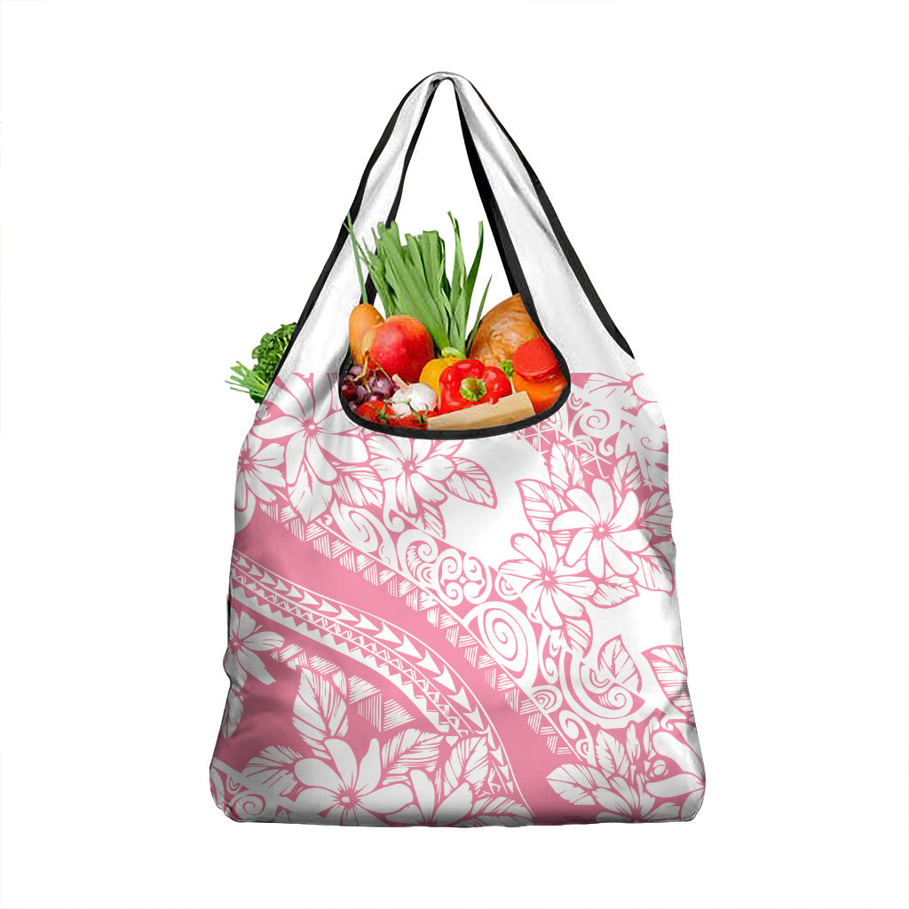 Polynesian Tiare Flower Pink Pastel Vibes Grocery Bag