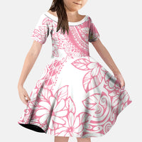 Polynesian Tiare Flower Pink Pastel Vibes Kid Short Sleeve Dress