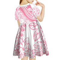 Polynesian Tiare Flower Pink Pastel Vibes Kid Short Sleeve Dress