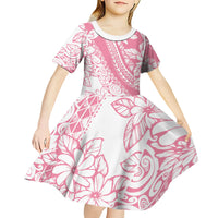 Polynesian Tiare Flower Pink Pastel Vibes Kid Short Sleeve Dress