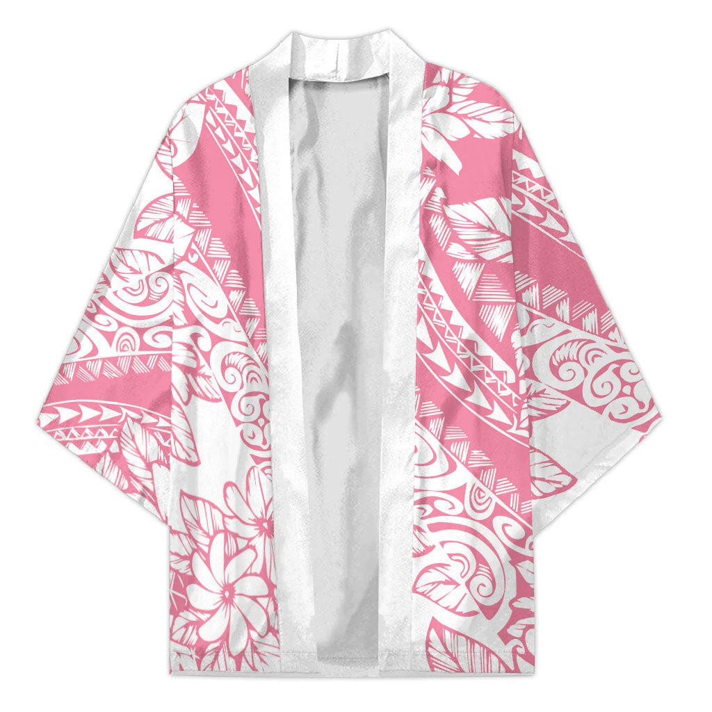 Polynesian Tiare Flower Pink Pastel Vibes Kimono