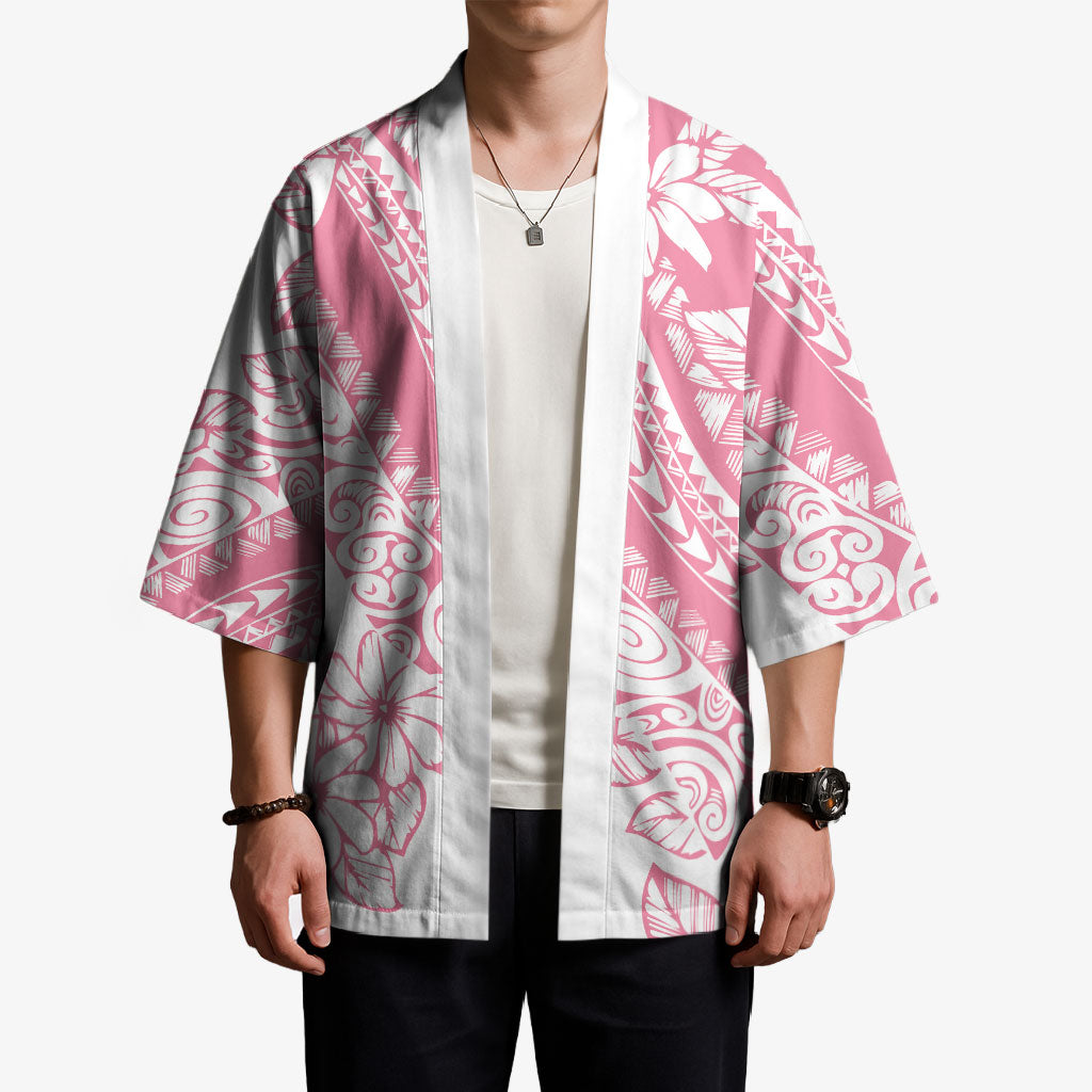 Polynesian Tiare Flower Pink Pastel Vibes Kimono