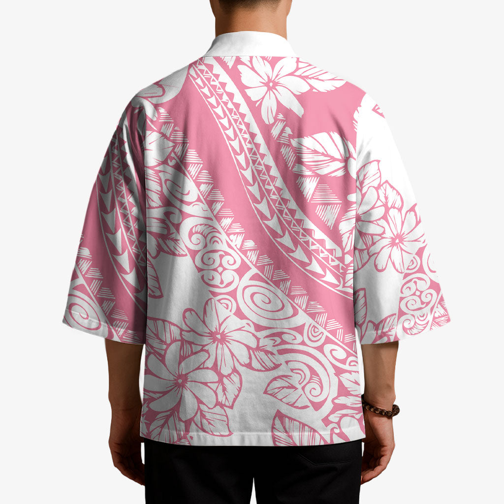 Polynesian Tiare Flower Pink Pastel Vibes Kimono