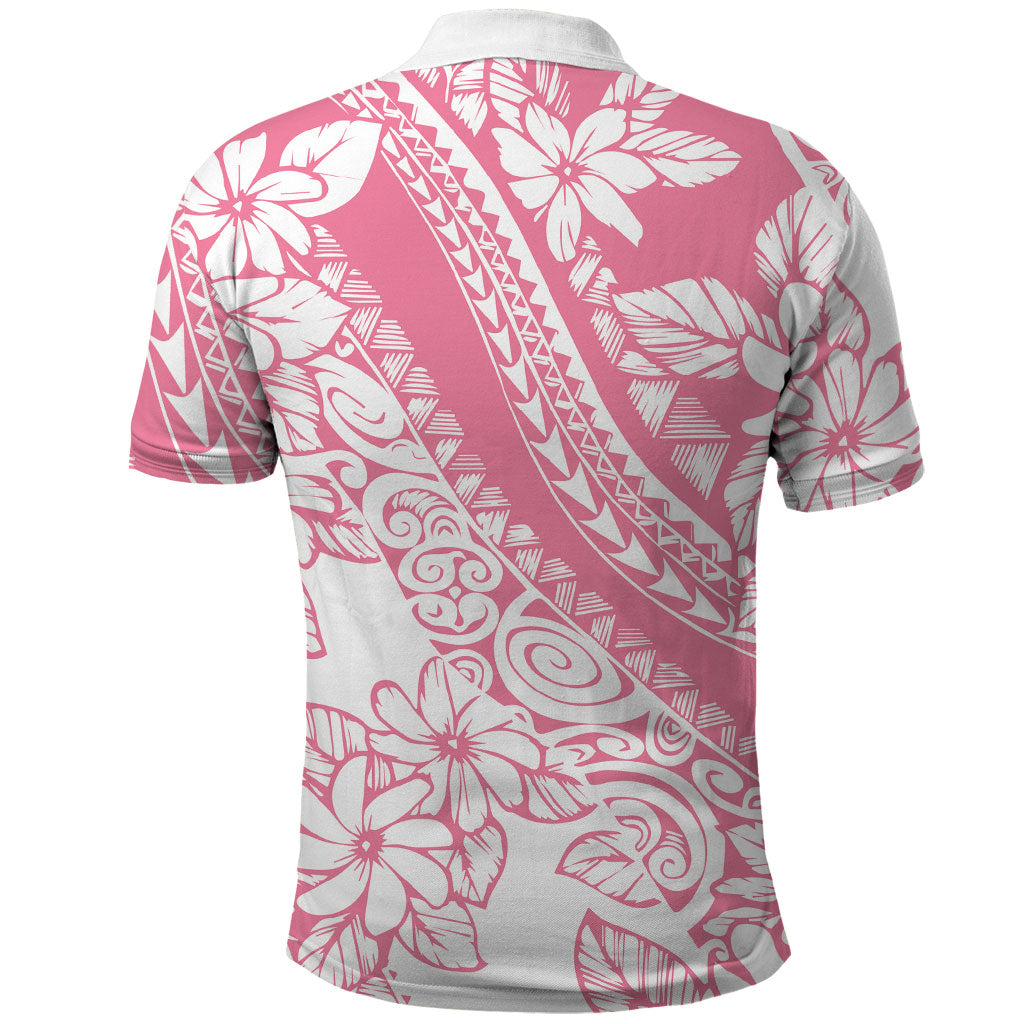 Polynesian Tiare Flower Pink Pastel Vibes Polo Shirt
