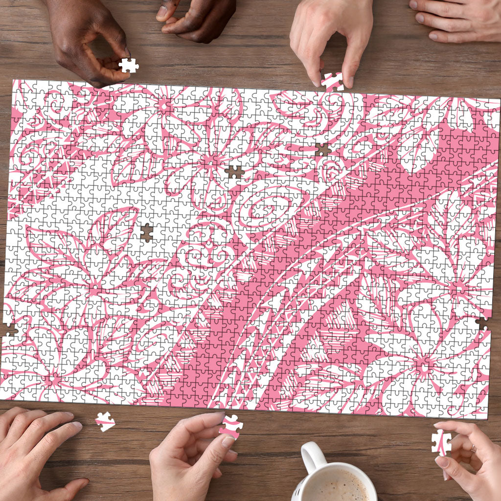 Polynesian Tiare Flower Pink Pastel Vibes Puzzle