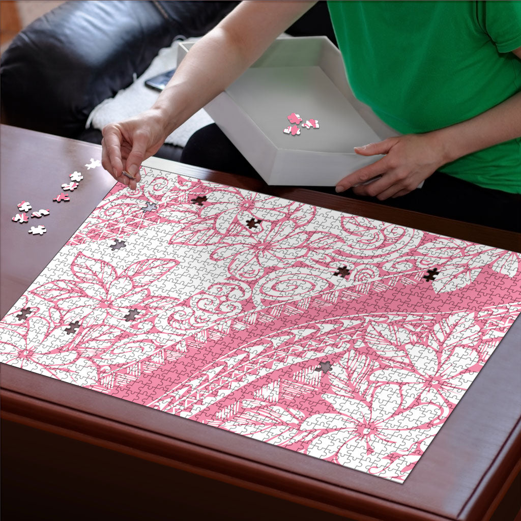 Polynesian Tiare Flower Pink Pastel Vibes Puzzle