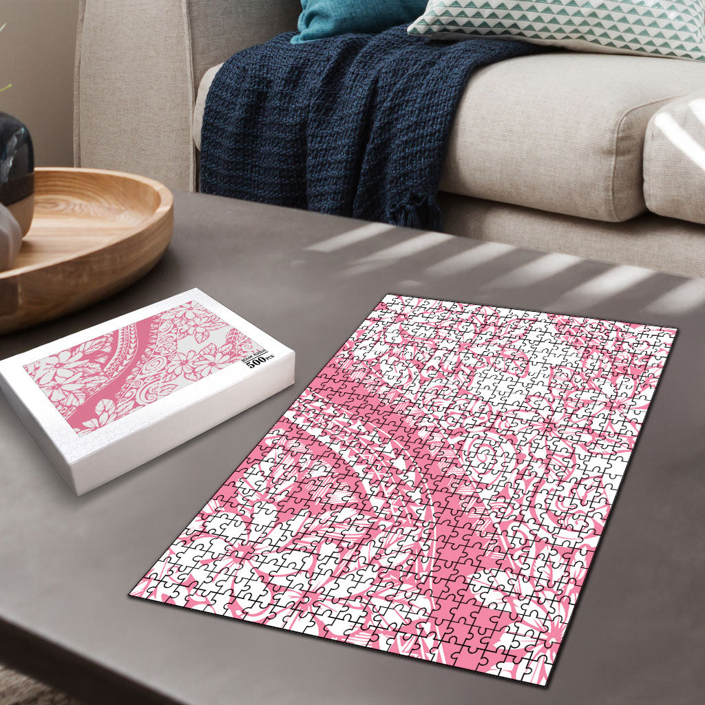 Polynesian Tiare Flower Pink Pastel Vibes Puzzle