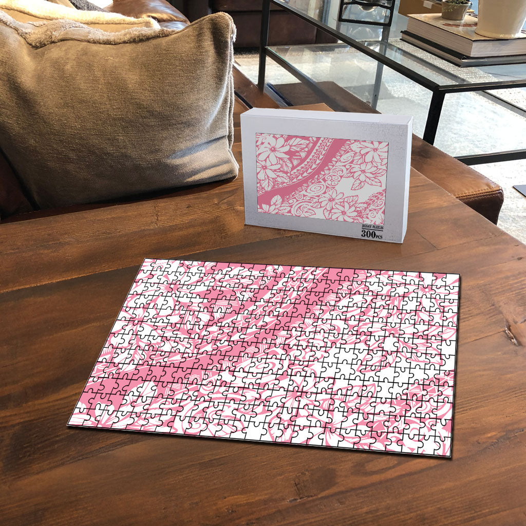 Polynesian Tiare Flower Pink Pastel Vibes Puzzle
