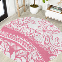 Polynesian Tiare Flower Pink Pastel Vibes Round Carpet