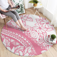 Polynesian Tiare Flower Pink Pastel Vibes Round Carpet