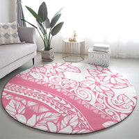 Polynesian Tiare Flower Pink Pastel Vibes Round Carpet