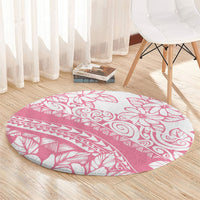Polynesian Tiare Flower Pink Pastel Vibes Round Carpet