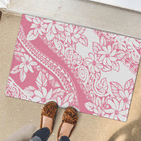 Polynesian Tiare Flower Pink Pastel Vibes Rubber Doormat