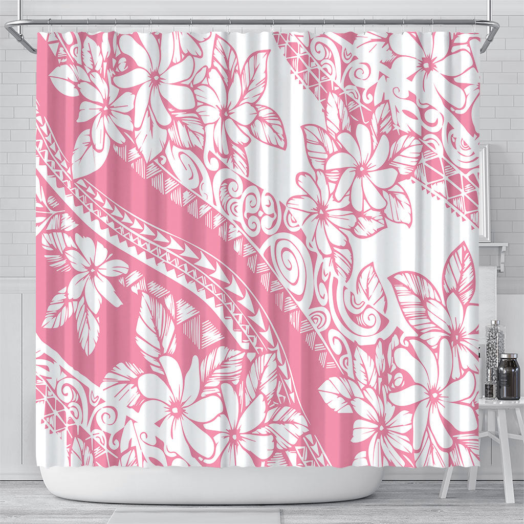 Polynesian Tiare Flower Pink Pastel Vibes Shower Curtain